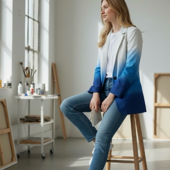 a’la carte Faux Suede Ombré Blazer Size Small - Picture 5 of 9